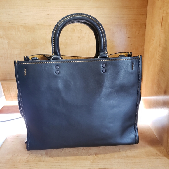 Coach Rogue Glovetanned Leather W/Car Embellishment Black Handbag (F58151) - Picture 6 of 16